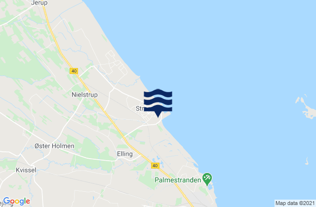 Strandby, Denmarkの潮見表地図