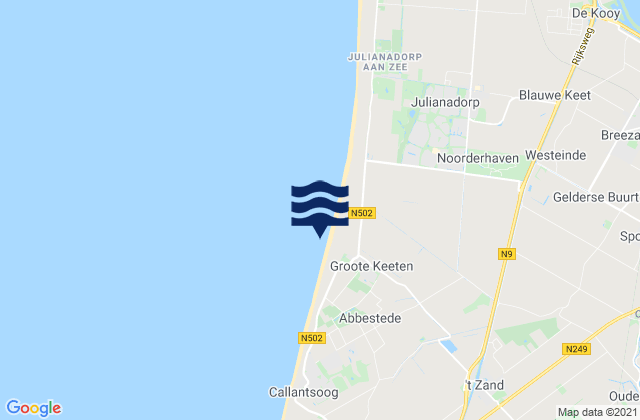 Strandslag Groote Keeten, Netherlandsの潮見表地図