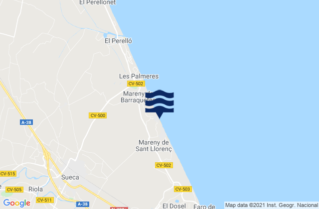 Sueca, Spainの潮見表地図