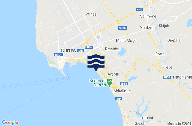 Sukth, Albaniaの潮見表地図