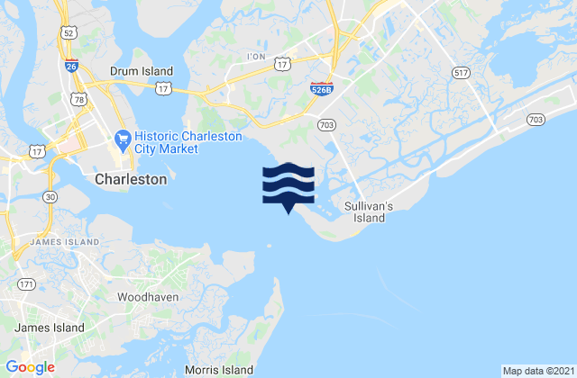 Sullivans I. 0.7 mi. NE of Ft. Sumter, United Statesの潮見表地図
