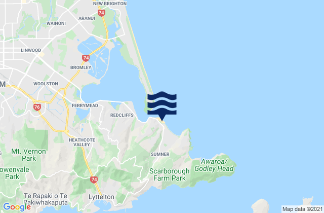 Sumner Beach, New Zealandの潮見表地図