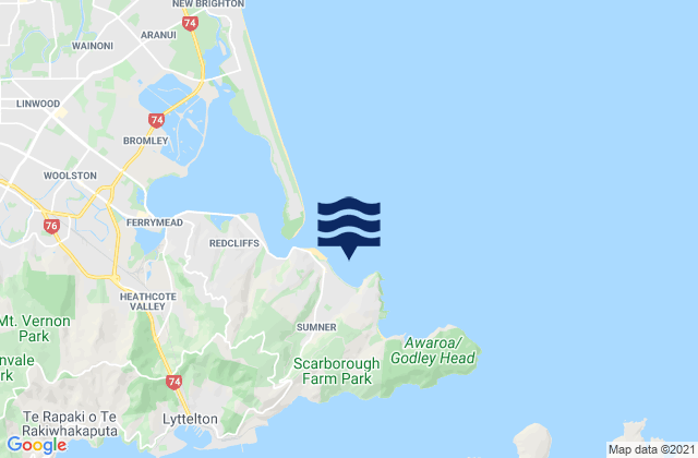 Sumner, New Zealandの潮見表地図