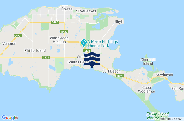 Sunderland Bay, Australiaの潮見表地図