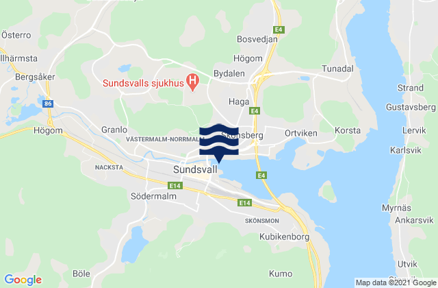Sundsvall, Swedenの潮見表地図
