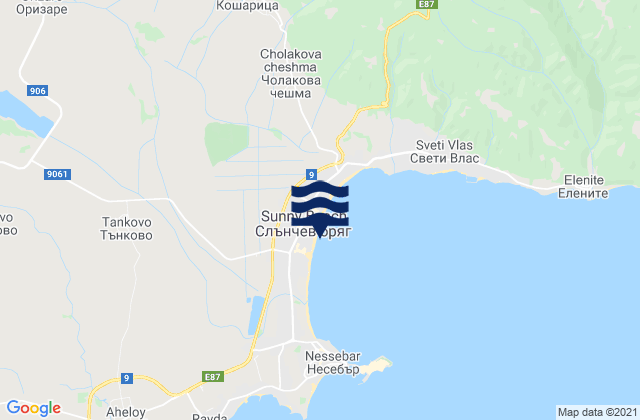 Sunny Beach, Bulgariaの潮見表地図
