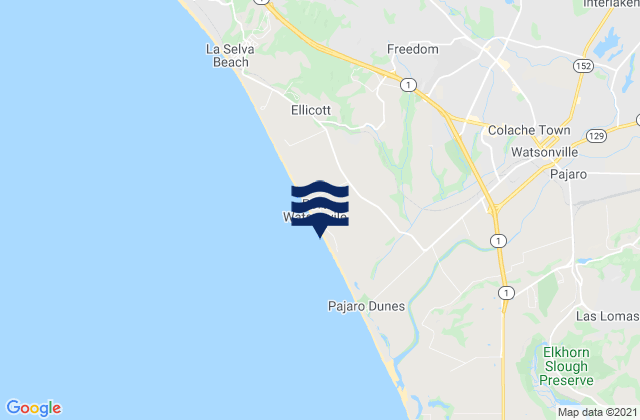 Sunset State Beach, United Statesの潮見表地図