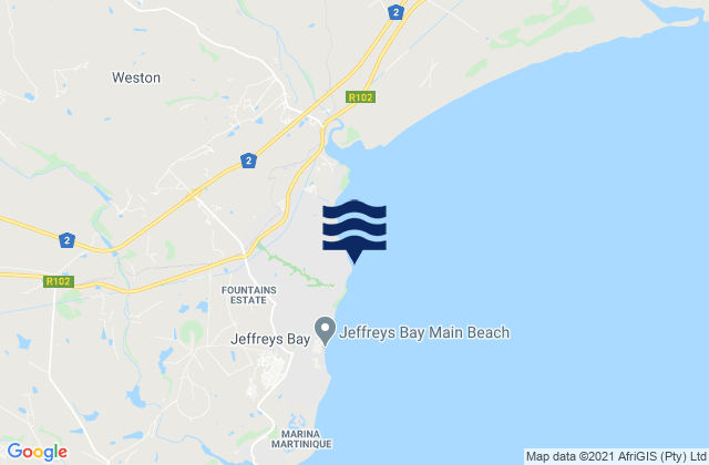 Super Tubes, South Africaの潮見表地図