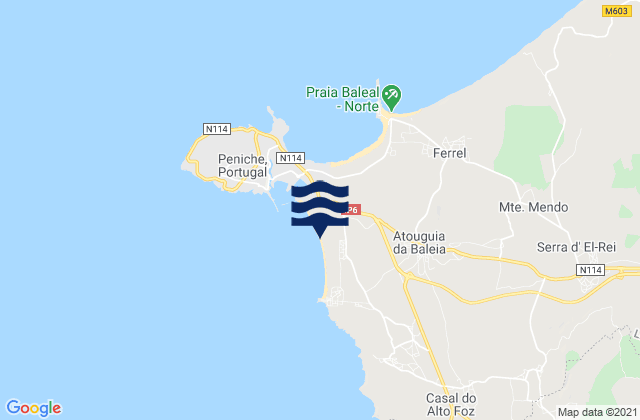 Supertubos, Portugalの潮見表地図