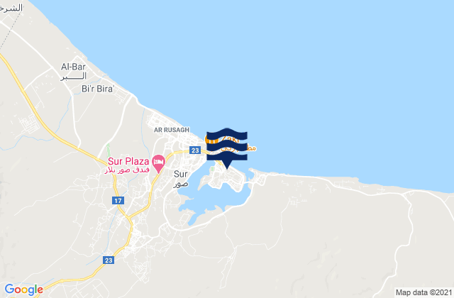 Sur, Omanの潮見表地図