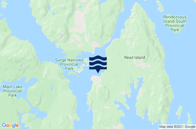 Surge Narrows, Canadaの潮見表地図