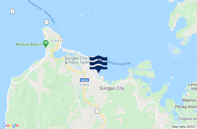 Surigao City, Philippinesの潮見表地図