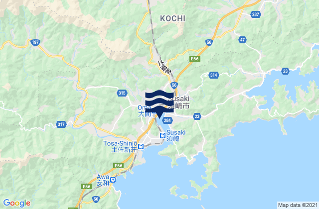 Susaki (Koti), Japanの潮見表地図
