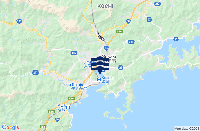 Susaki, Japanの潮見表地図