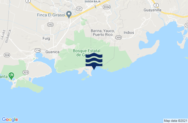 Susúa Baja Barrio, Puerto Ricoの潮見表地図