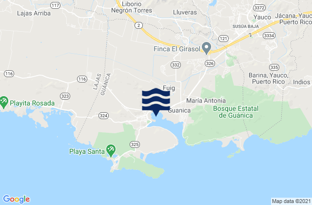 Susúa Barrio, Puerto Ricoの潮見表地図