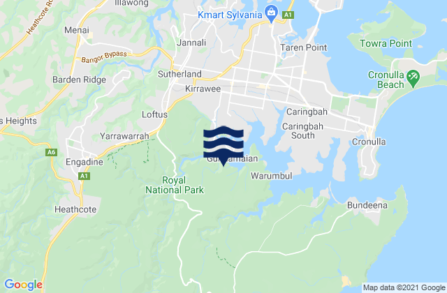 Sutherland Shire, Australiaの潮見表地図