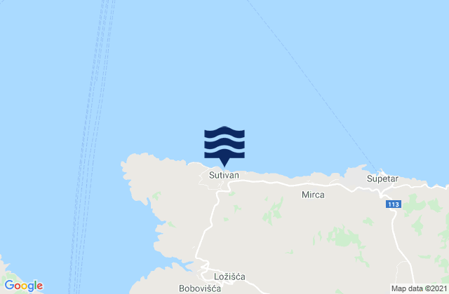 Sutivan, Croatiaの潮見表地図