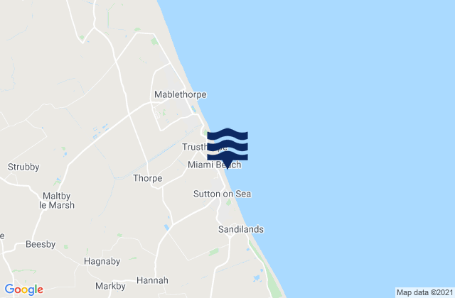 Sutton-on-Sea Beach, United Kingdomの潮見表地図