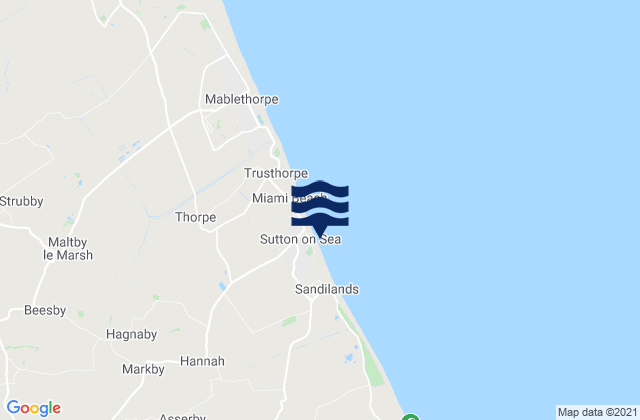 Sutton-on-Sea, United Kingdomの潮見表地図