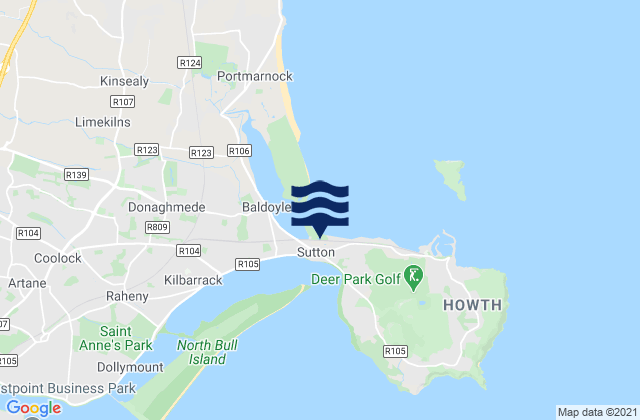 Sutton, Irelandの潮見表地図