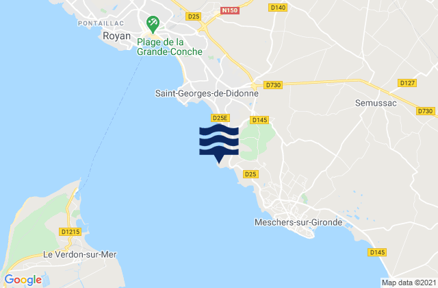 Suzac, Franceの潮見表地図