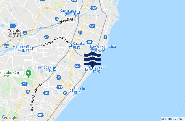 Suzuka, Japanの潮見表地図