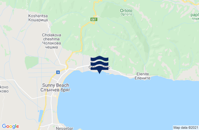 Sveti Vlas, Bulgariaの潮見表地図