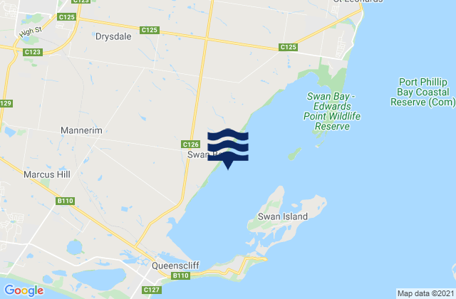 Swan Bay, Australiaの潮見表地図