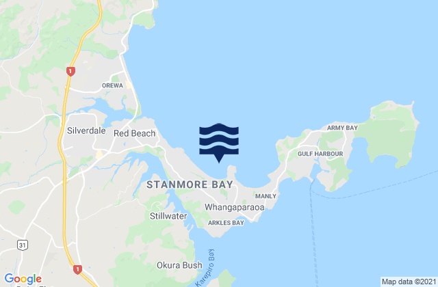 Swan Beach, New Zealandの潮見表地図