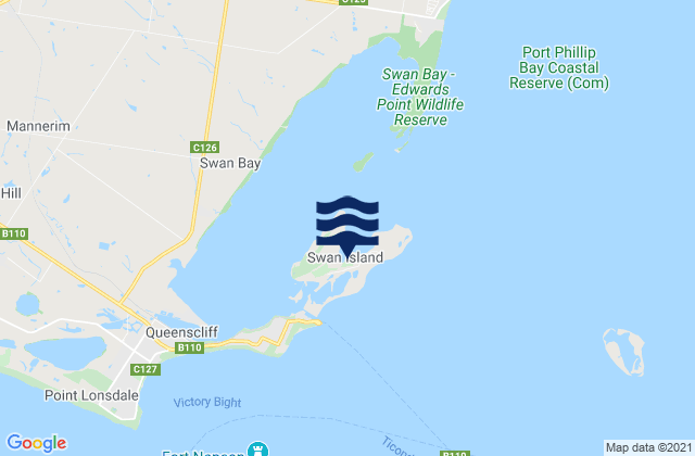 Swan Island, Australiaの潮見表地図