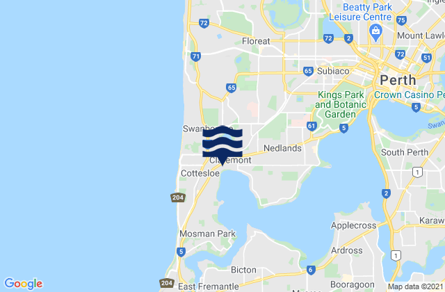 Swanbourne, Australiaの潮見表地図