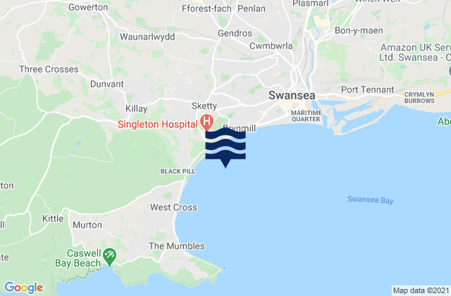 Swansea Bay Beach, United Kingdomの潮見表地図