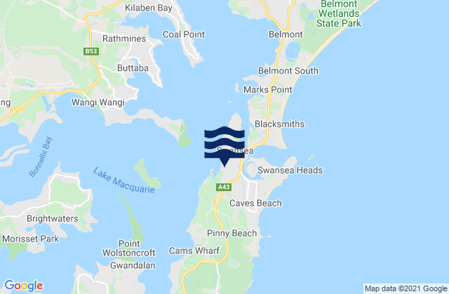 Swansea Beach, Australiaの潮見表地図