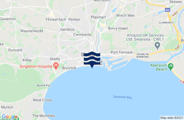 Swansea, United Kingdomの潮見表地図