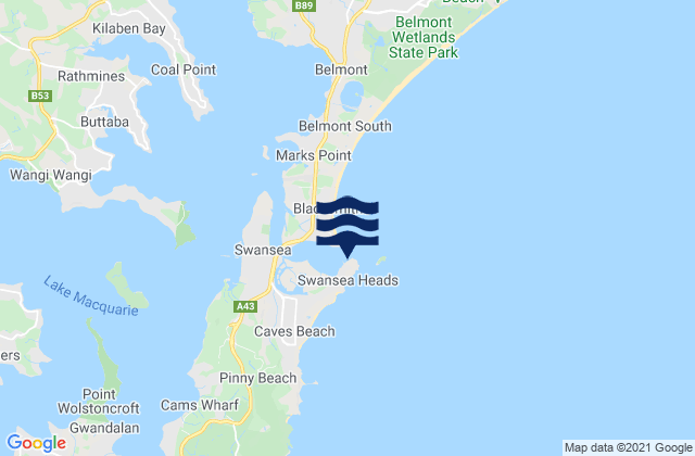 Swansea, Australiaの潮見表地図