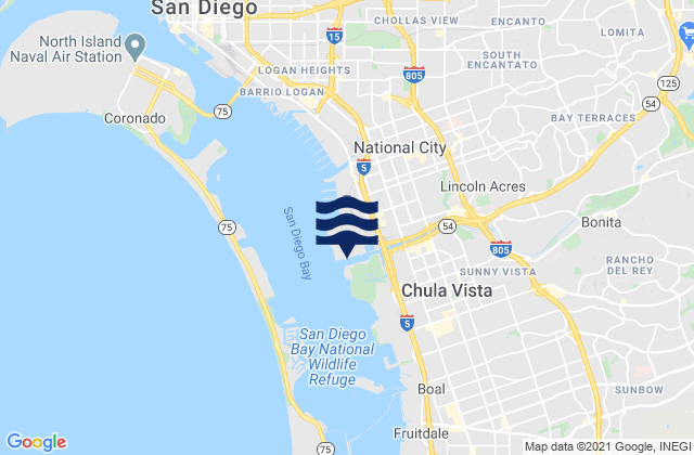 Sweetwater Channel San Diego Bay, United Statesの潮見表地図