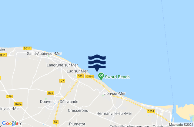 Sword Beach, Franceの潮見表地図