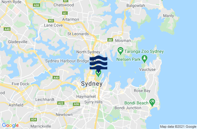 Sydney (Fort Denison), Australiaの潮見表地図