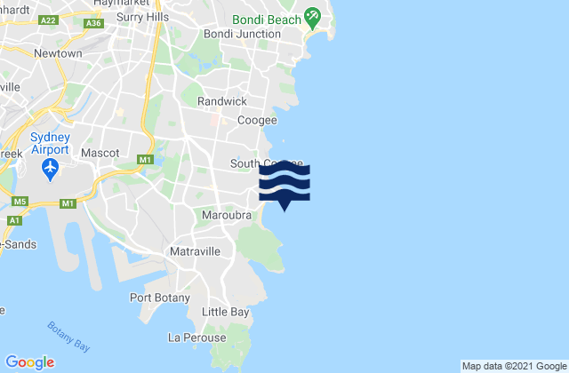 Sydney (Maroubra), Australiaの潮見表地図