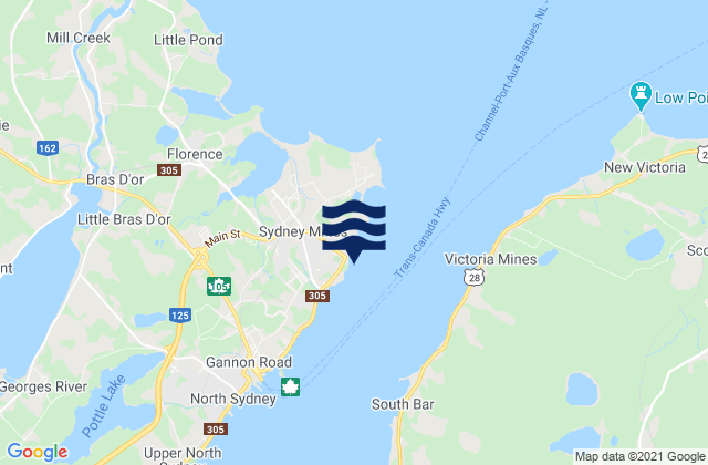 Sydney Mines, Canadaの潮見表地図