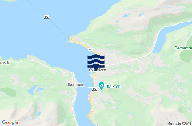 Sykkylven, Norwayの潮見表地図