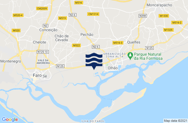 São Brás de Alportel, Portugalの潮見表地図
