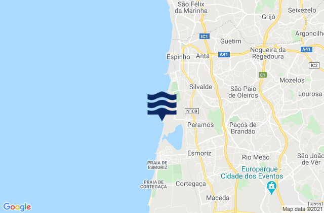 São João de Ver, Portugalの潮見表地図