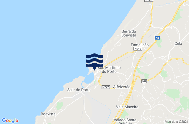 São Martinho do Porto, Portugalの潮見表地図