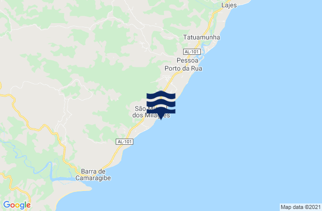 São Miguel dos Milagres, Brazilの潮見表地図
