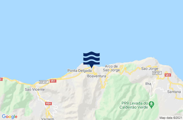São Vicente, Portugalの潮見表地図