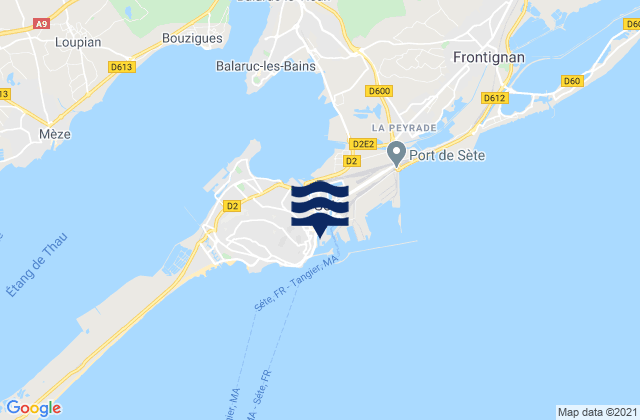 Sète, Franceの潮見表地図