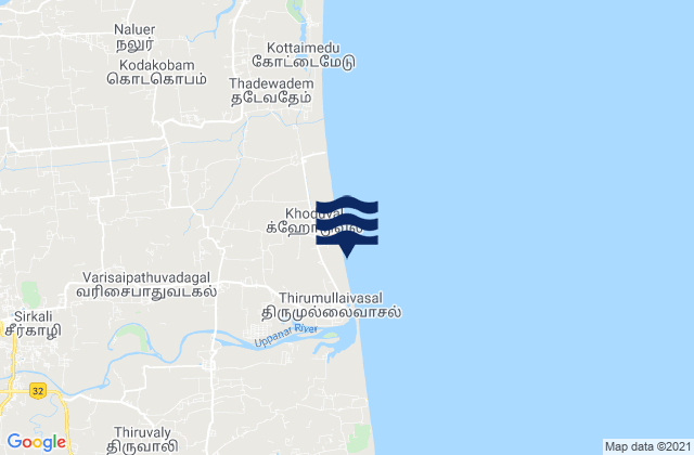 Sīrkāzhi, Indiaの潮見表地図