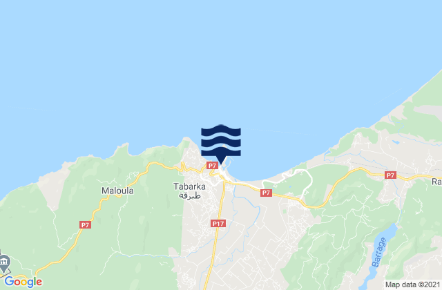 Tabarka, Tunisiaの潮見表地図